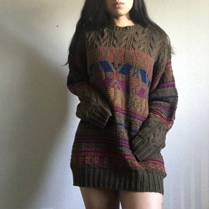 Olive green fall oversized nit sweater